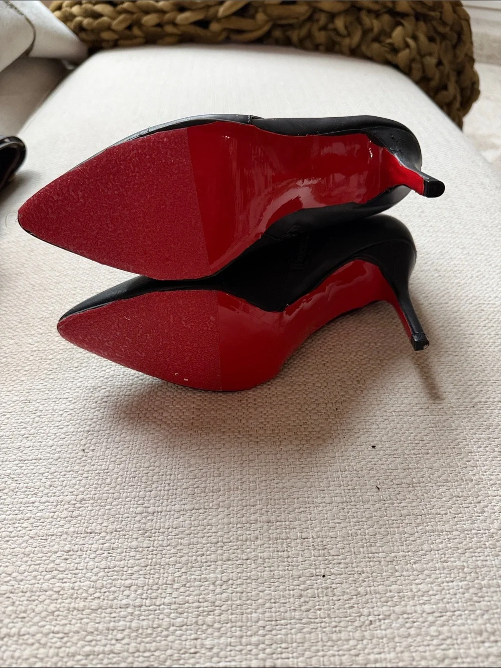 Pointed Black Leather Ankle Booties with Side Zip